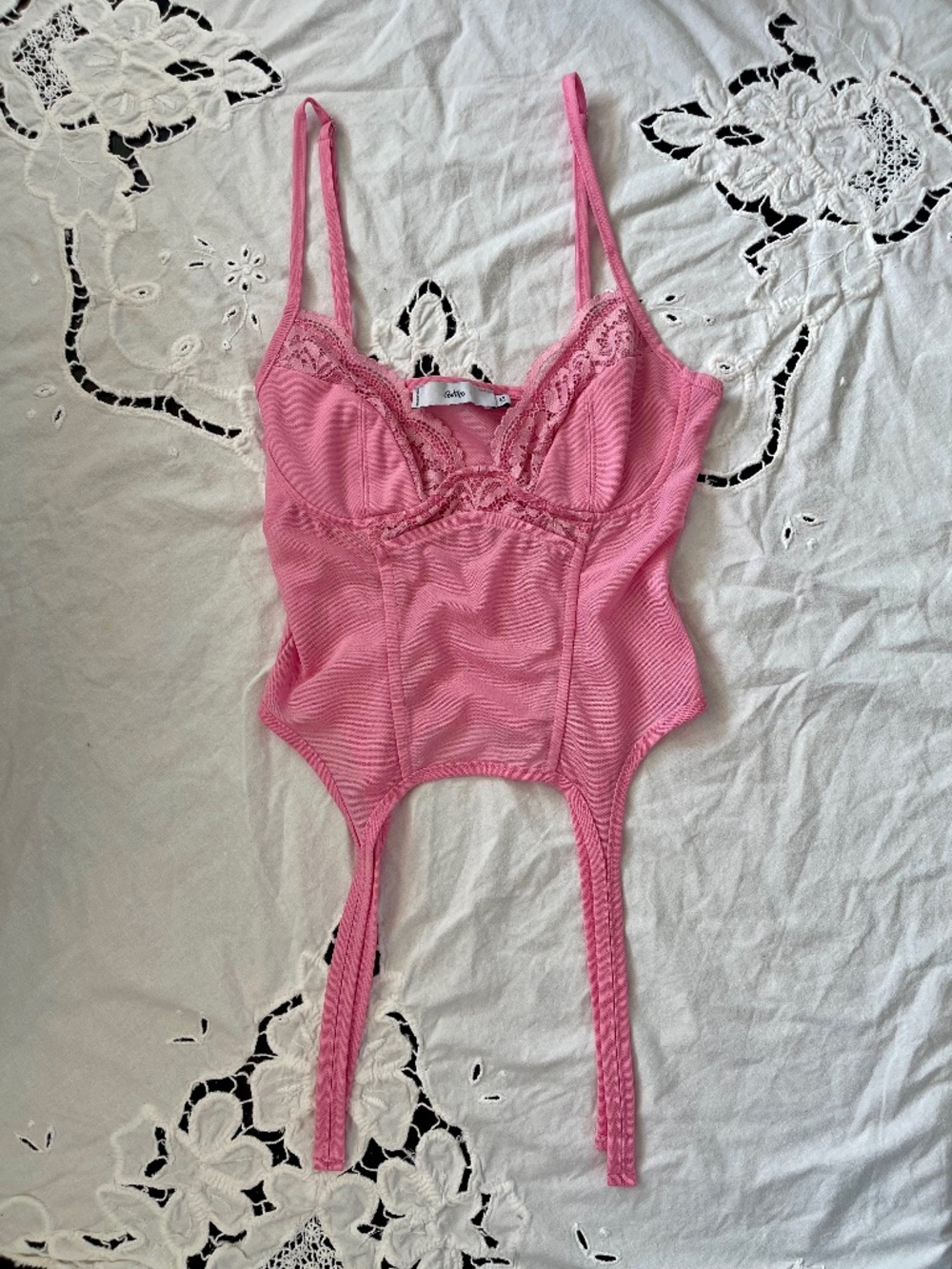 Adika Pink Lace Cutout Bodysuit | S